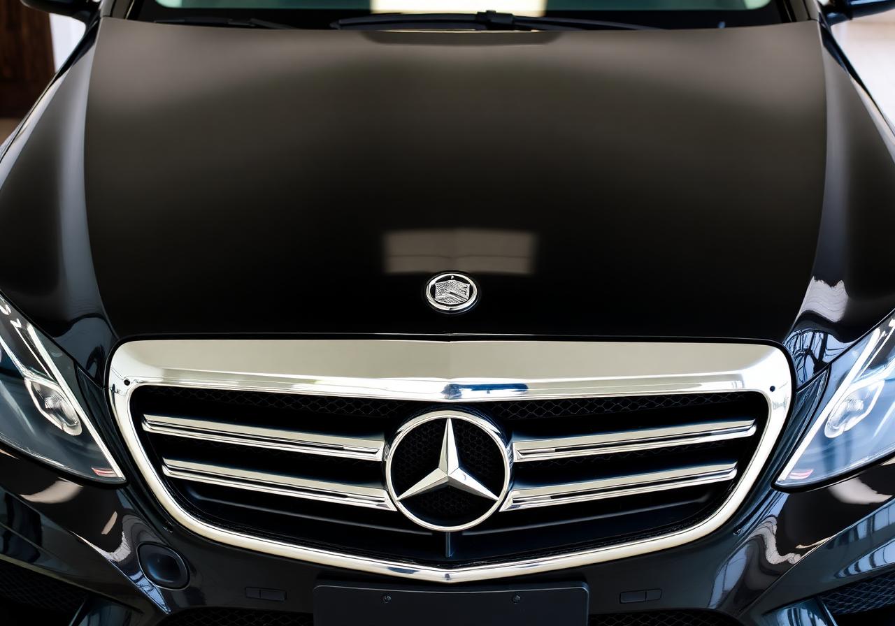 Detailed Mercedes after exterior service
